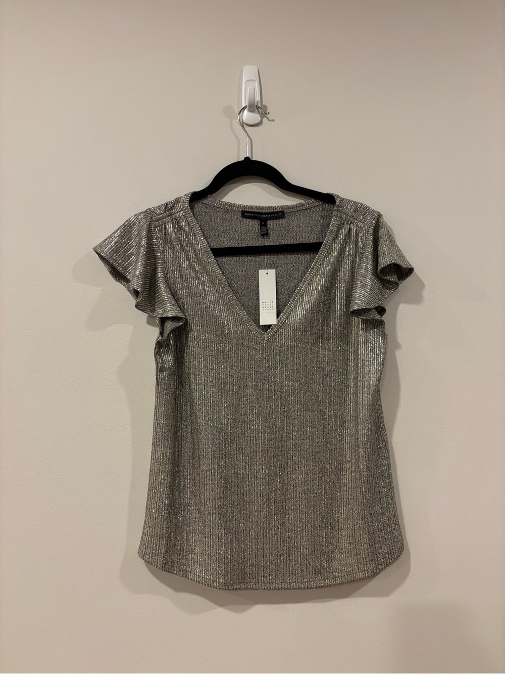 NWT White House Black Market Glamgetter Tee Gold Foil Shiny Women’s Small
